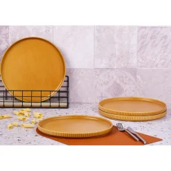 4 Assiettes Scandi jaune ocre - D.27 cm