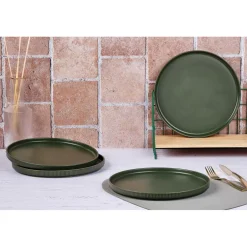 4 Assiettes Scandi vert olive - D.27 cm