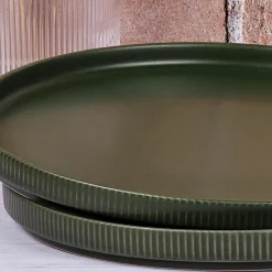 4 Assiettes Scandi vert olive - D.27 cm
