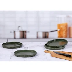 4 Assiettes Scandi vert olive - D.16 cm