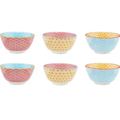 6 Bols apéritif Pattern Color bleu clair/rouge/jaune - D.12 cm