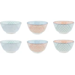 6 Bols apéritif Pattern Pastel rose pastel/bleu pastel/vert pastel - D.12 cm