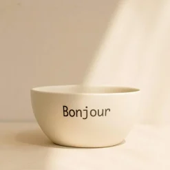 6 Bols Bonjour 58ClEn Grès Blanc
