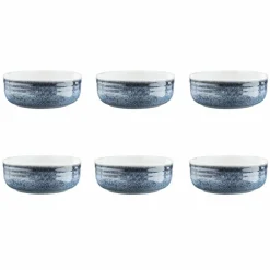 6 Bols Cosmos bleu/blanc nacré - D.15.5 cm