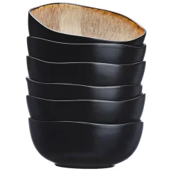 6 Bols en Grès Iris beige/marron - 80 cl