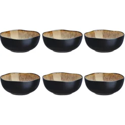 6 Bols en Grès Iris beige/marron - 80 cl