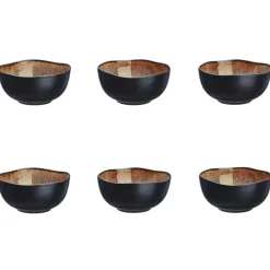 6 Bols en Grès Iris beige/marron - 30 cl