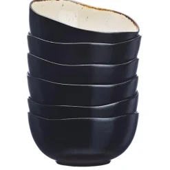 6 Bols en Grès Iris blanc/ivoire - 30 cl