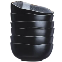 6 Bols en Grès Iris bleu foncé - 80 cl