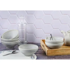 6 Bols en Grès Stone gris clair - 60 cl