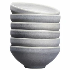 6 Bols en Grès Stone gris clair - 60 cl