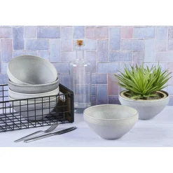 6 Bols en Grès Stone gris clair - 120 cl