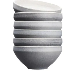 6 Bols en Grès Stone gris clair - 120 cl