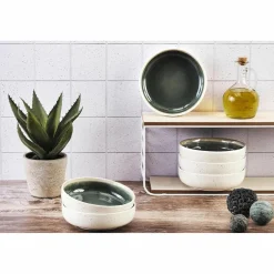6 Bols Oxygen gris/vert bouteille/beige - D.17.5 cm
