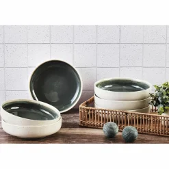 6 Bols Oxygen gris/vert bouteille/beige - D.22 cm