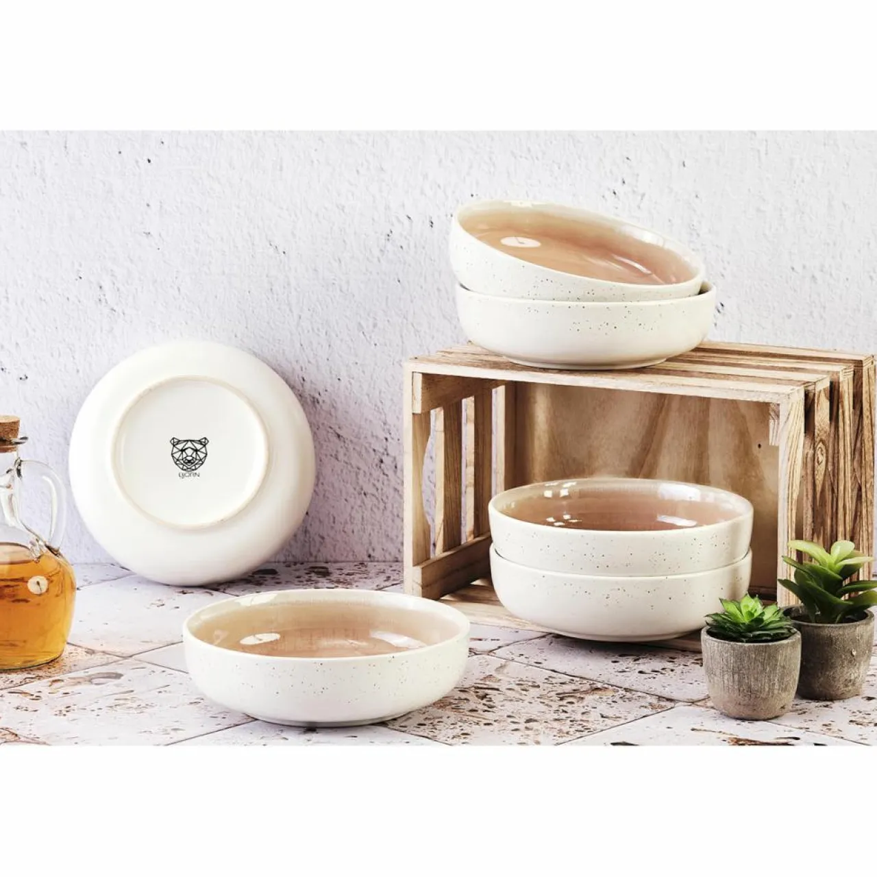 6 Bols Oxygen rose poudre/beige - D.17.5 cm