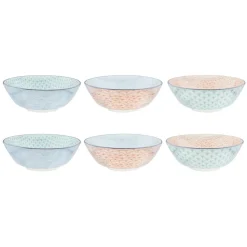 6 Bols Pattern Pastel rose pastel/bleu pastel/vert pastel - D.21 cm