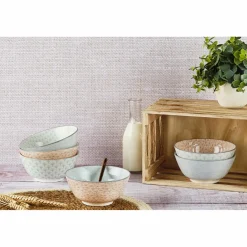 6 Bols petit-déjeuner Pastel rose pastel/bleu pastel/vert pastel - D.15 cm