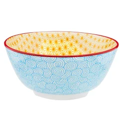 6 Bols petit-déjeuner Pattern Color bleu clair/rouge/jaune - D.15 cm