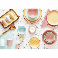 6 Bols petit-déjeuner Pattern Color bleu clair/rouge/jaune - D.15 cm