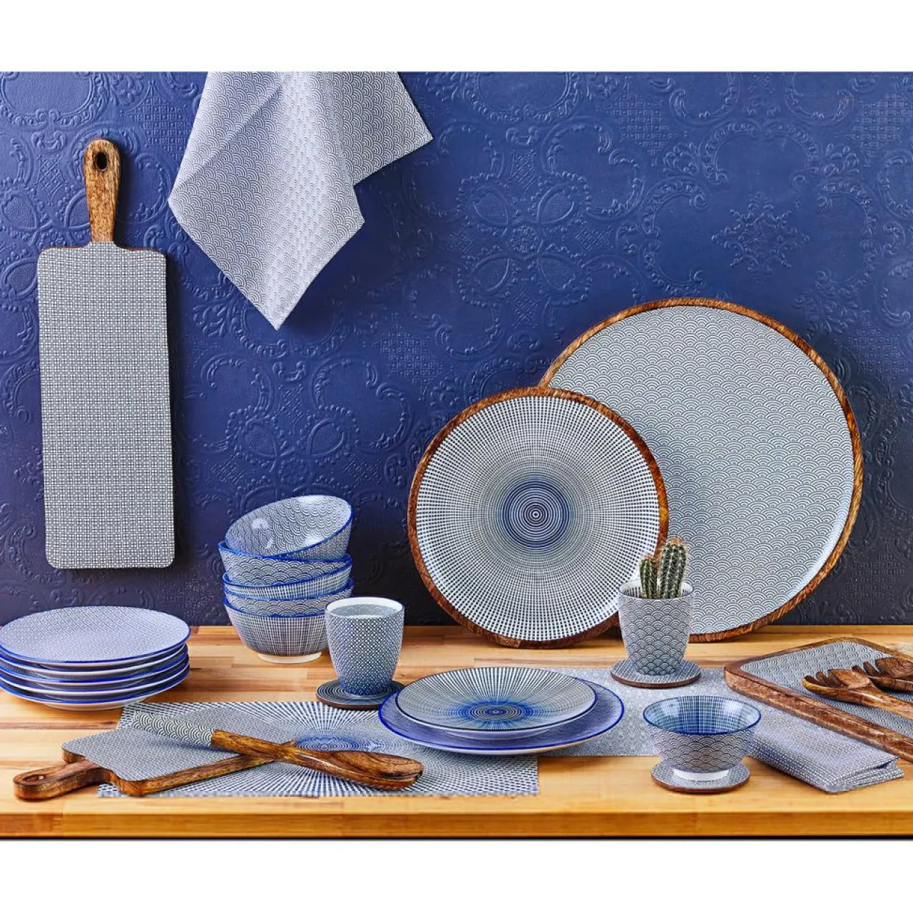 6 Bols petit-déjeuner Pattern Dark blue bleu foncé - D.15 cm