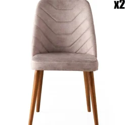 2 Chaises Dallas 555 noyer/beige - 50x90x49 cm