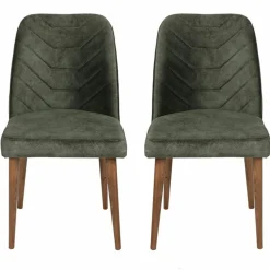 2 Chaises Dallas noyer/vert foncé - 90x50x49 cm