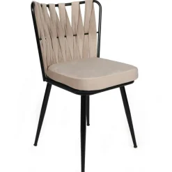 2 Chaises Kusakli crème/noir - 43x82x43 cm