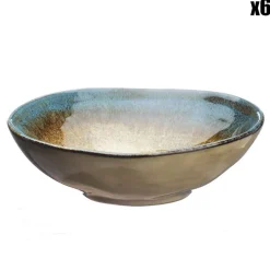 6 Coupelles en Grès Island kaki/bleu - 15 cl