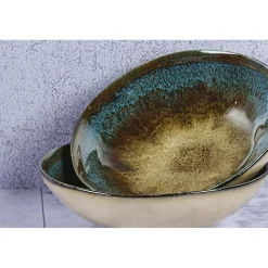 6 Coupelles en Grès Island kaki/bleu - 15 cl