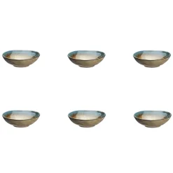 6 Coupelles en Grès Island kaki/bleu - 15 cl
