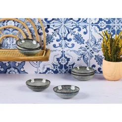 6 Coupelles en Grès Zen gris/bleu - 15 cl