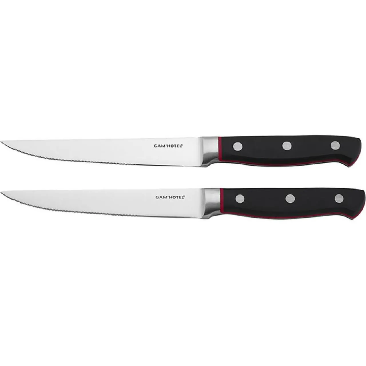 2 Couteaux à steak Hiro noir/rouge - 25 cm