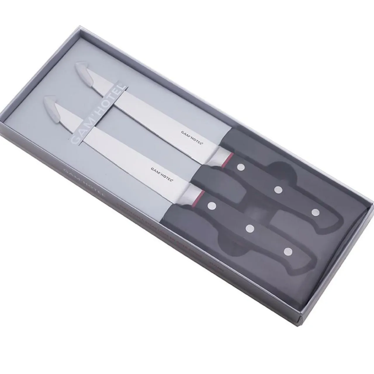 2 Couteaux à steak Hiro noir/rouge - 25 cm