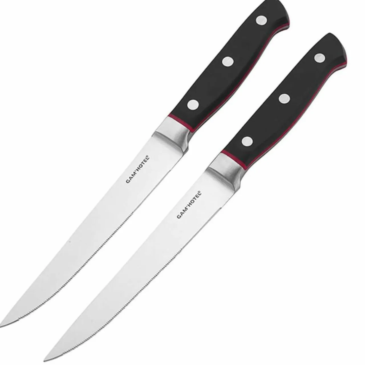 2 Couteaux à steak Hiro noir/rouge - 25 cm