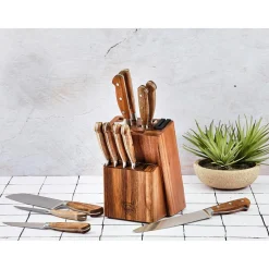 6 Couteaux à steak Jakob inox bois - 22x2x1 cm