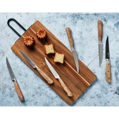 6 Couteaux à steak Jakob inox bois - 22x2x1 cm