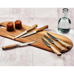 6 Couteaux à steak Jakob inox bois - 22x2x1 cm