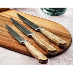 6 Couteaux à steak Jakob inox bois - 22x2x1 cm