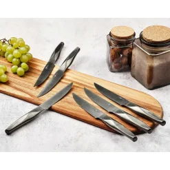 6 Couteaux à steak Larus gris métal - 6 pièces