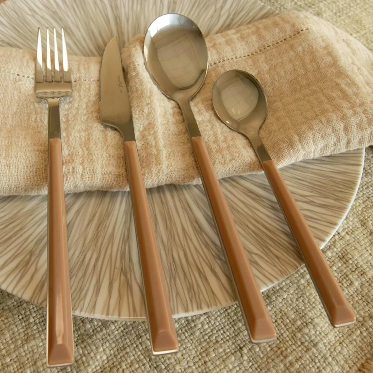 6 Cuillères de table Colorama noisette - 21.5 cm