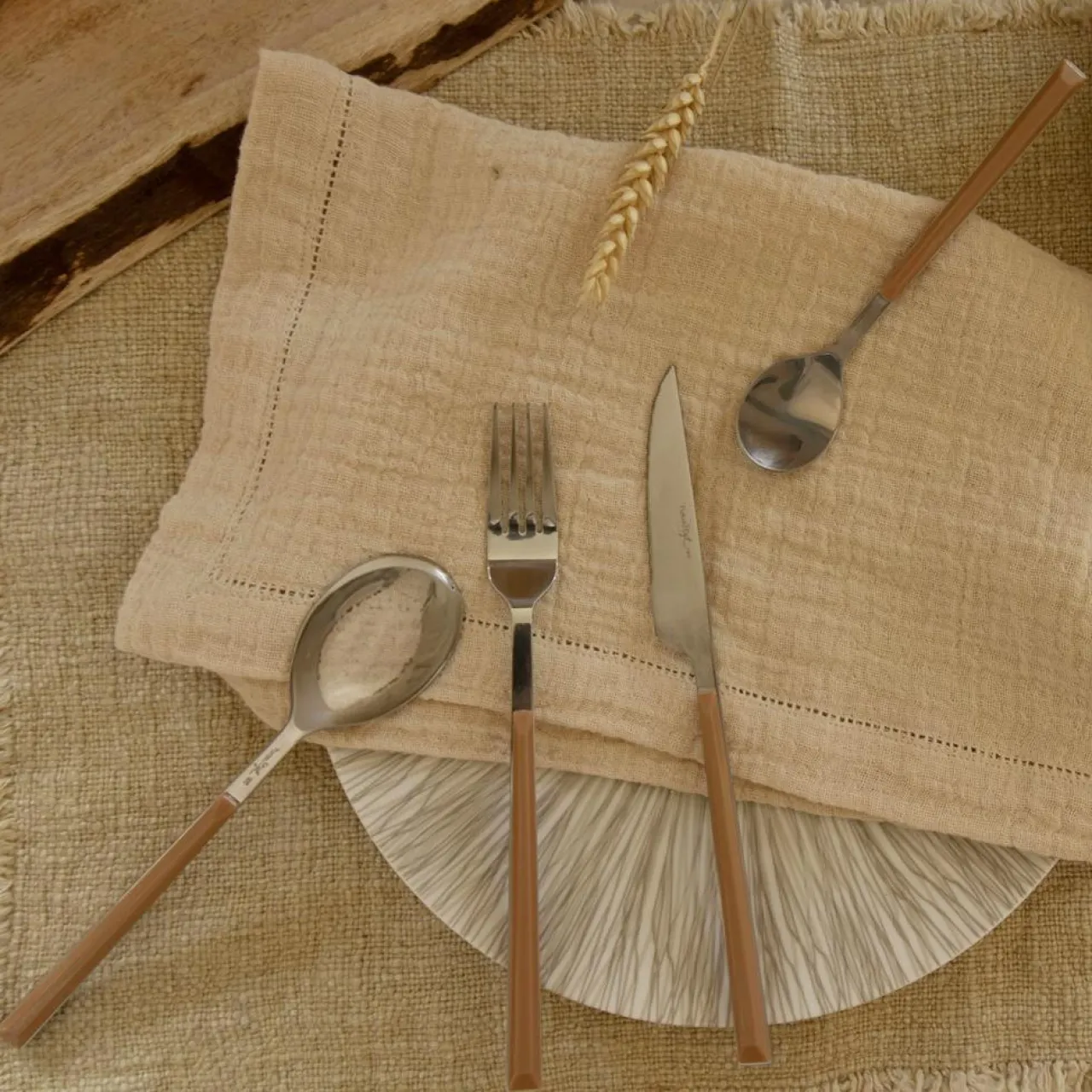 6 Cuillères de table Colorama noisette - 21.5 cm