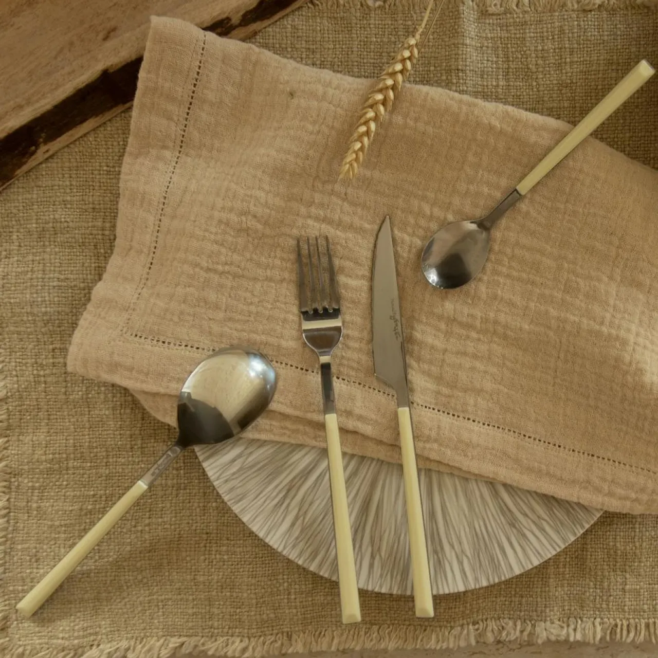 6 Cuillères de table Colorama crème - 21.5 cm