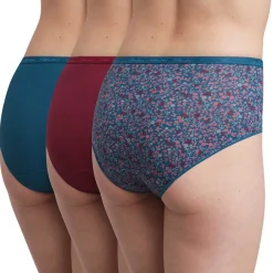 3 Culottes en Coton Bio rouge carmin/bleu/vert