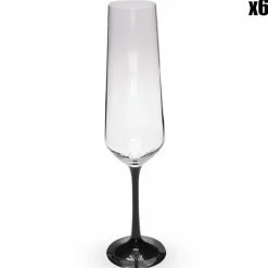 6 Flûtes à Champagne transparent/noir - 200ml