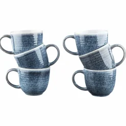 6 Mugs Cosmos bleu/blanc nacré - 30 cl