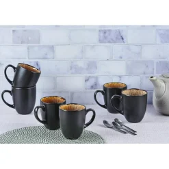 6 Mugs en Grès Iris beige/marron - 40 cl