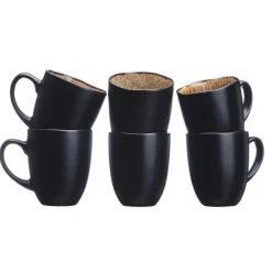 6 Mugs en Grès Iris beige/marron - 40 cl