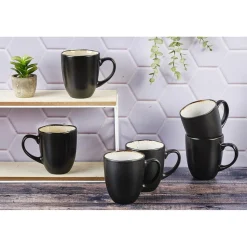 6 Mugs en Grès Iris blanc/ivoire - 40 cl
