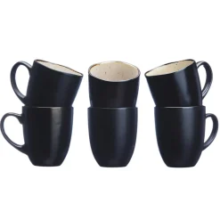 6 Mugs en Grès Iris blanc/ivoire - 40 cl